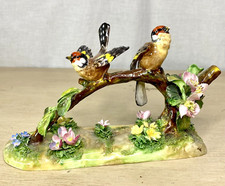 Crown Staffordshire By JT Jones Birds Figurine Porcelain Birds On A Branch