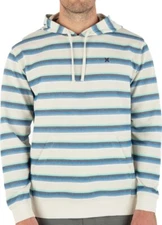 Hurley Men's OG Poncho Beach Striped Hoodie Sweatshirt Bone Blue Green