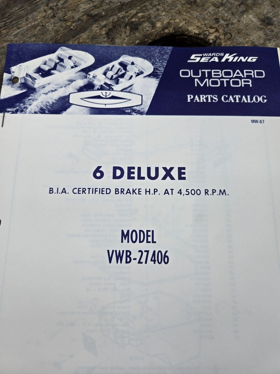 1973 Sea King / Chrysler VWB-27406 6HP Outboard Boat Motor Parts