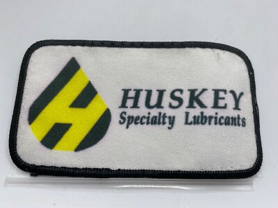 HUSKEY SPECIALTY LUBRICANTS  VINTAGE USED SILK SCREEN  SEW ON NAME PATCH TAG