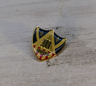 Vintage Collectible Pin: W WOOZ Calligraphy Crest Shield Design