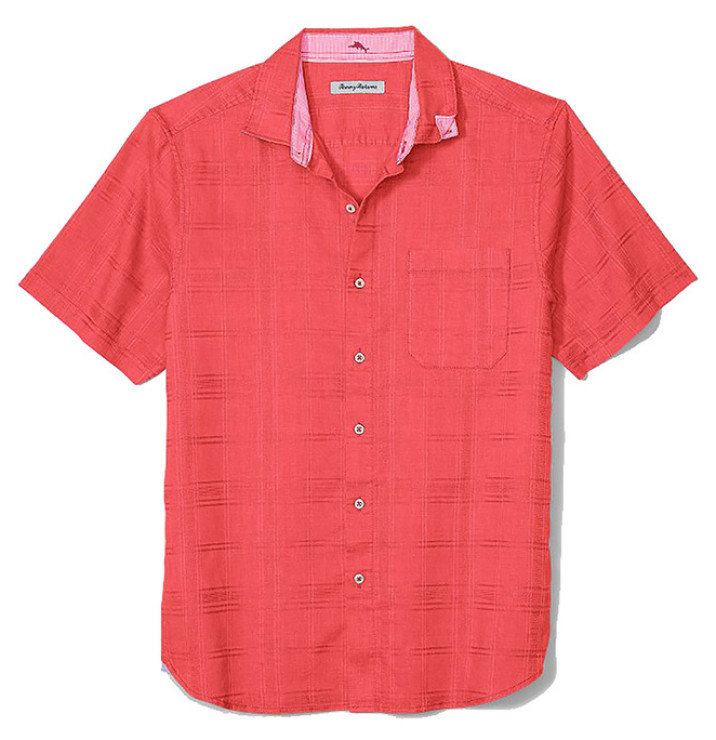 Футболка Tommy Bahama Costa T321938 Tautira из стрейчевого льна SL Camp Shirt Paradise Pink M 16990₽