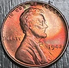 1942 Lincoln Wheat Cent Penny. GEM BU,Magnificent Toning