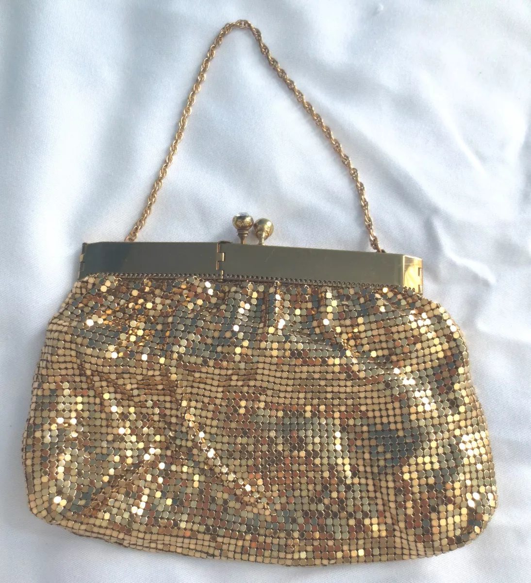 Vintage Gold Duramesh Evening Clutch Rhinestone Handbag Elegant Purse | eBay