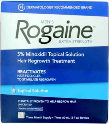 Men's Rogaine Hair Regrowth Solution 5% 2 OZ (3 x 60 ML Bottles) Exp 9/2027