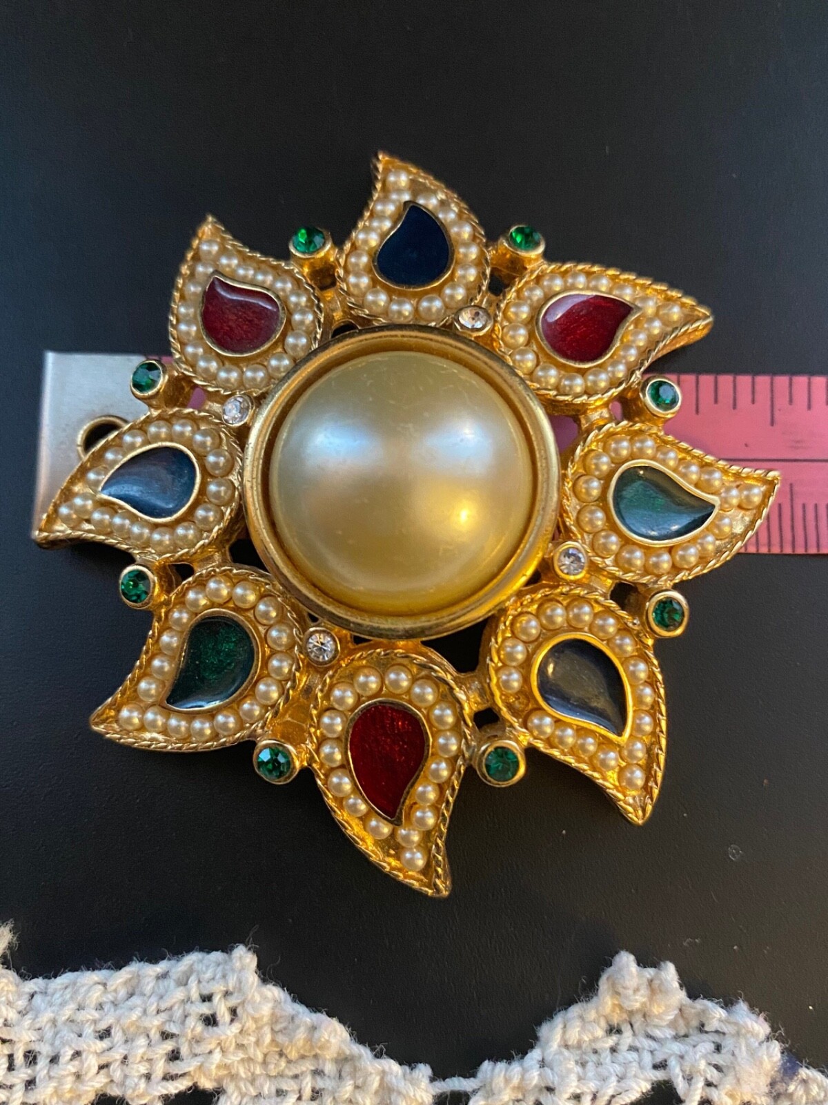 Vintage Large Kenneth J Lane Faux Mabe Pearl Seed… - image 3