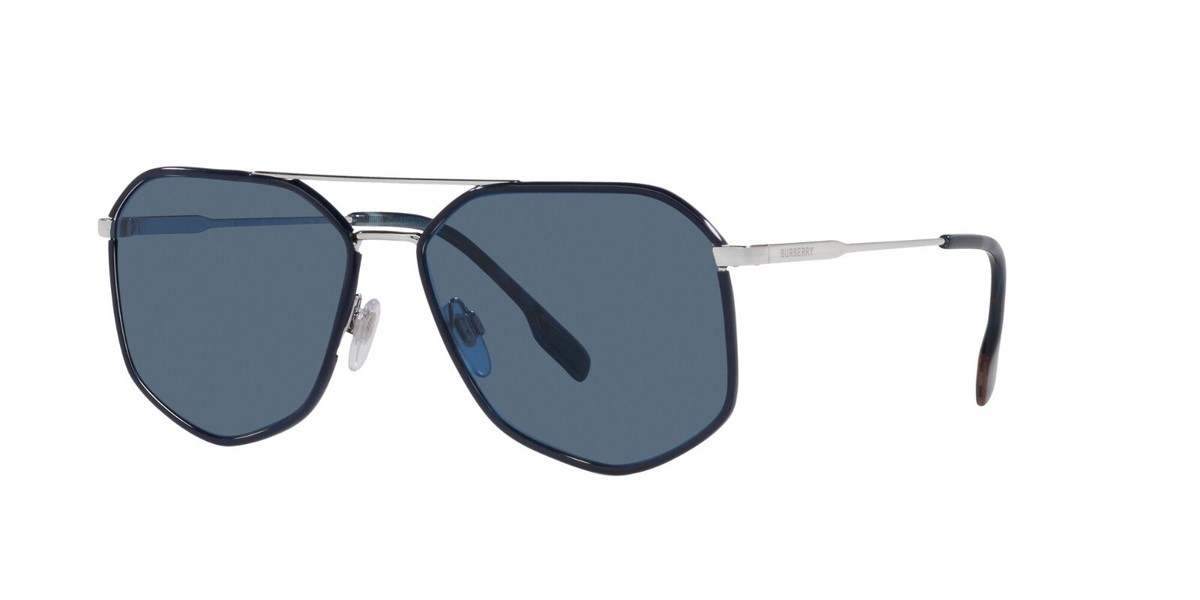 Burberry OZWALD BE 3139 Silver/Blue (1005/80) Sunglasses | eBay