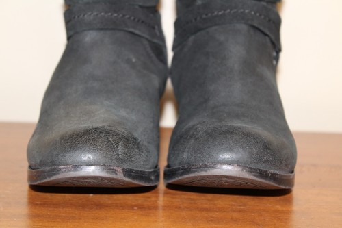 UGG Womens Boots Sz 8.5 Darcie Black Leather Tall Riding 1004172 Full Zip - Picture 9 of 18