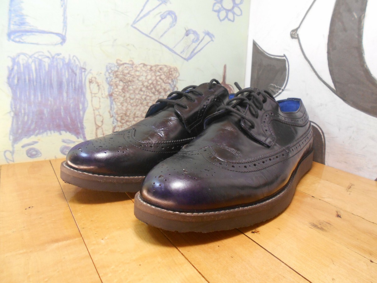 NEW Dune Mens 10 US BAYSIDE BLACK LEATHER WINGTIP WHITE WEDGE SOLE UK 44 Dune London Black Leather Wingtip Oxfords Mens Euro 44 US 11  main image 2