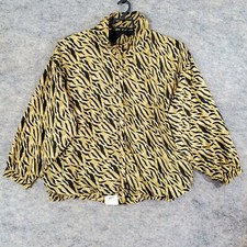 Carolina Bay Jacket Womens 22W Full Zip Windbreaker Brown Black Animal Lined