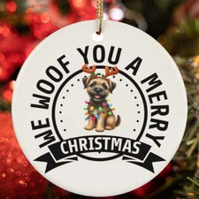 We Woof You A Merry Christmas Border Terrier Dog Lover Ornament Gift Tree Decor