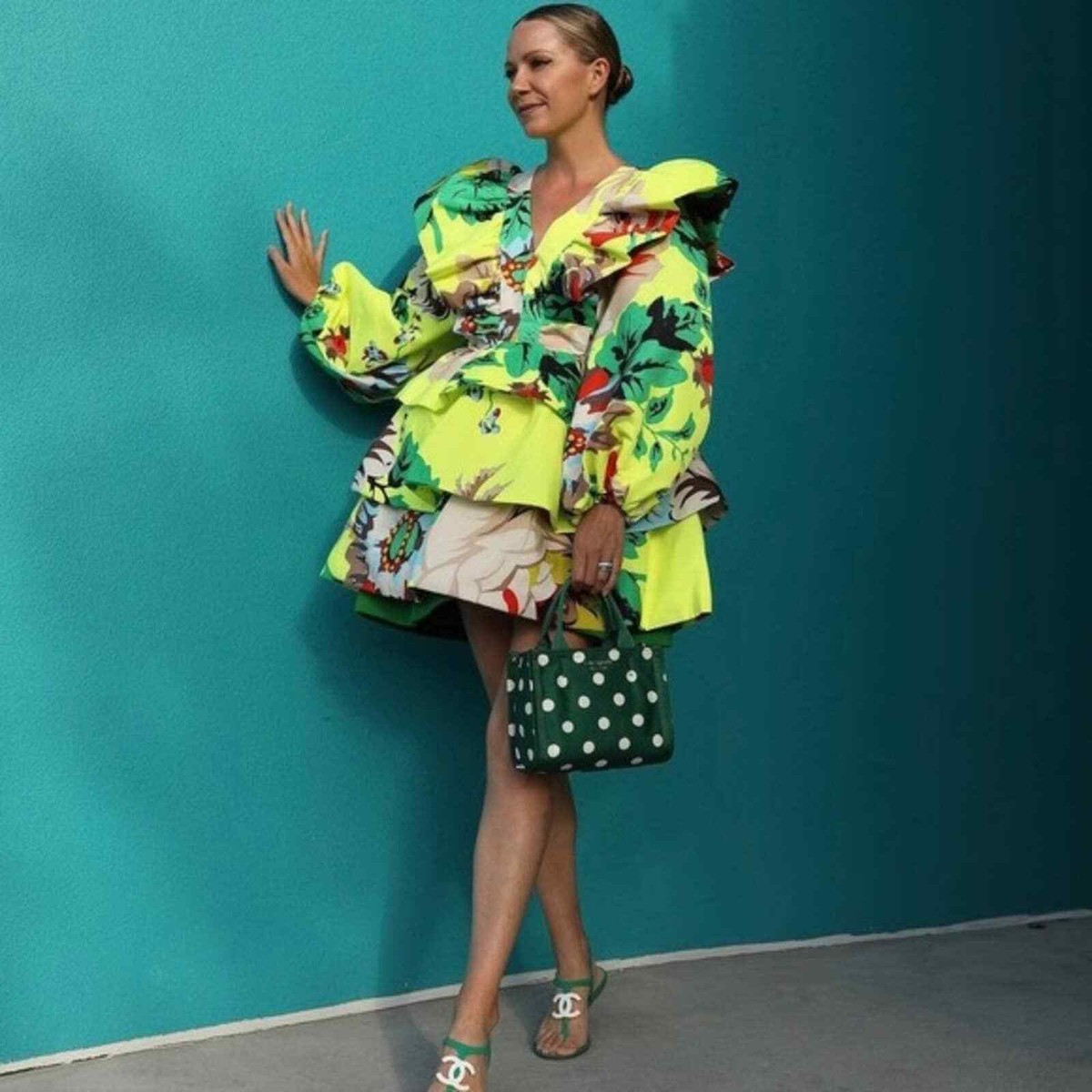 Christopher John Rogers x Target Ruffle Mini Green Yellow Floral Dress 4