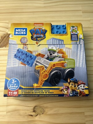 Mega Blocks Paw Patrol Rocky's City Recycling Truck 11 Pieces Brand New