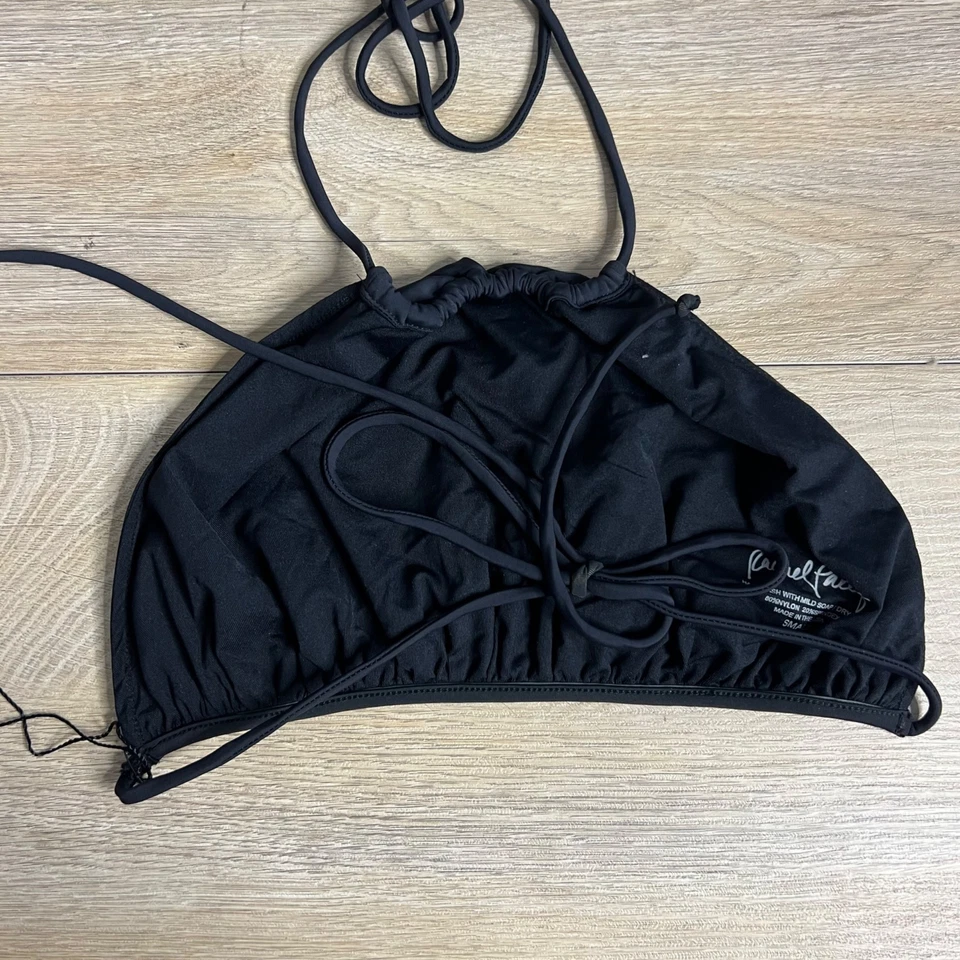 Nuevo con etiquetas Rachel Pally Tahoe Halter Bikini Natación Top Negro Pequeño Foto 4 de 4
