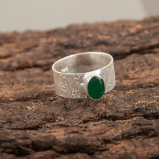 Green Onyx Gemstone 925 Sterling Silver Ring Handmade Jewelry Ring For Gift