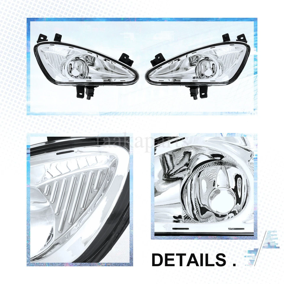 Fog Lamp Light Chrome Housing Pair For 2007-2009 Mercedes Benz S-Class W221 S550 - Image 3 of 4