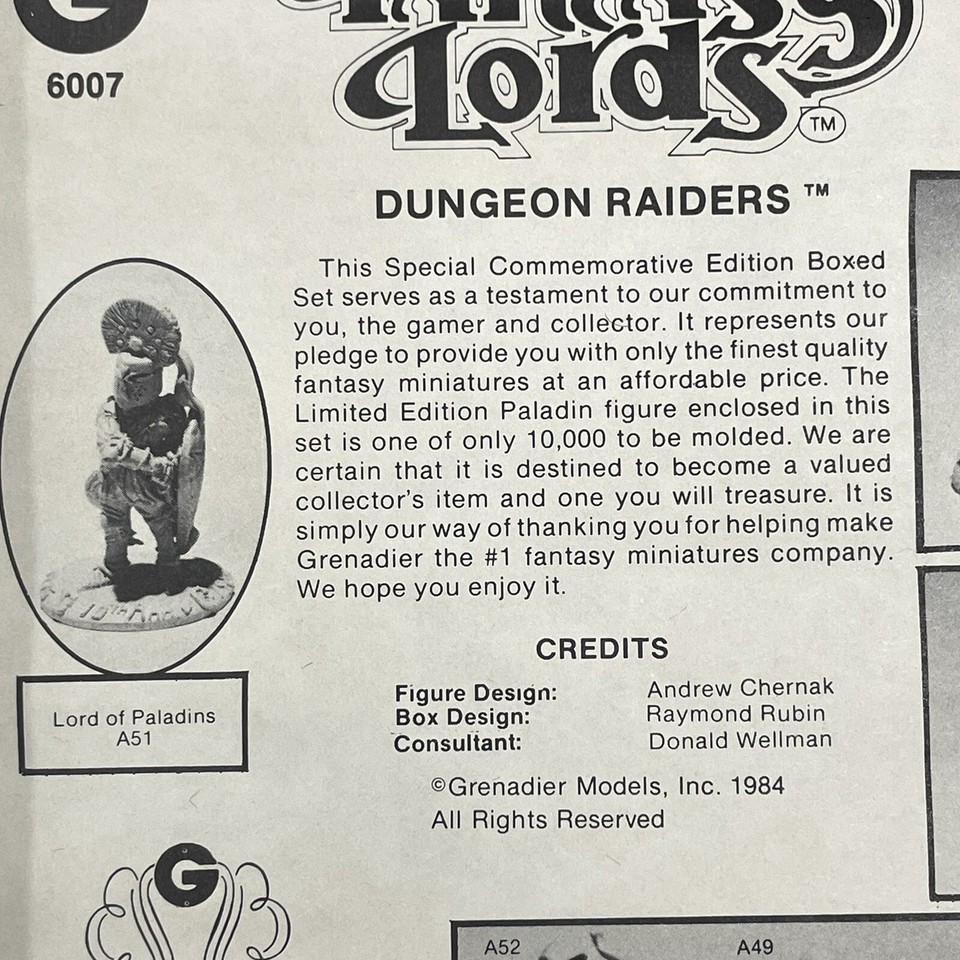 Grenadier Models Fantasy Lords Dungeon Raiders Metal Figures Set AD&D