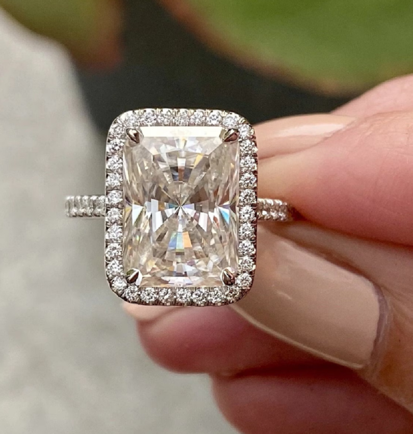 4.0CT Cushion Cut Engagement Ring - Sterling Silver Simulated Diamond Wedding Ring