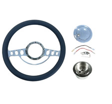 1955 1956 1957 Chevy Impala Style 14 Leather Chrome Steering Wheel Adapter