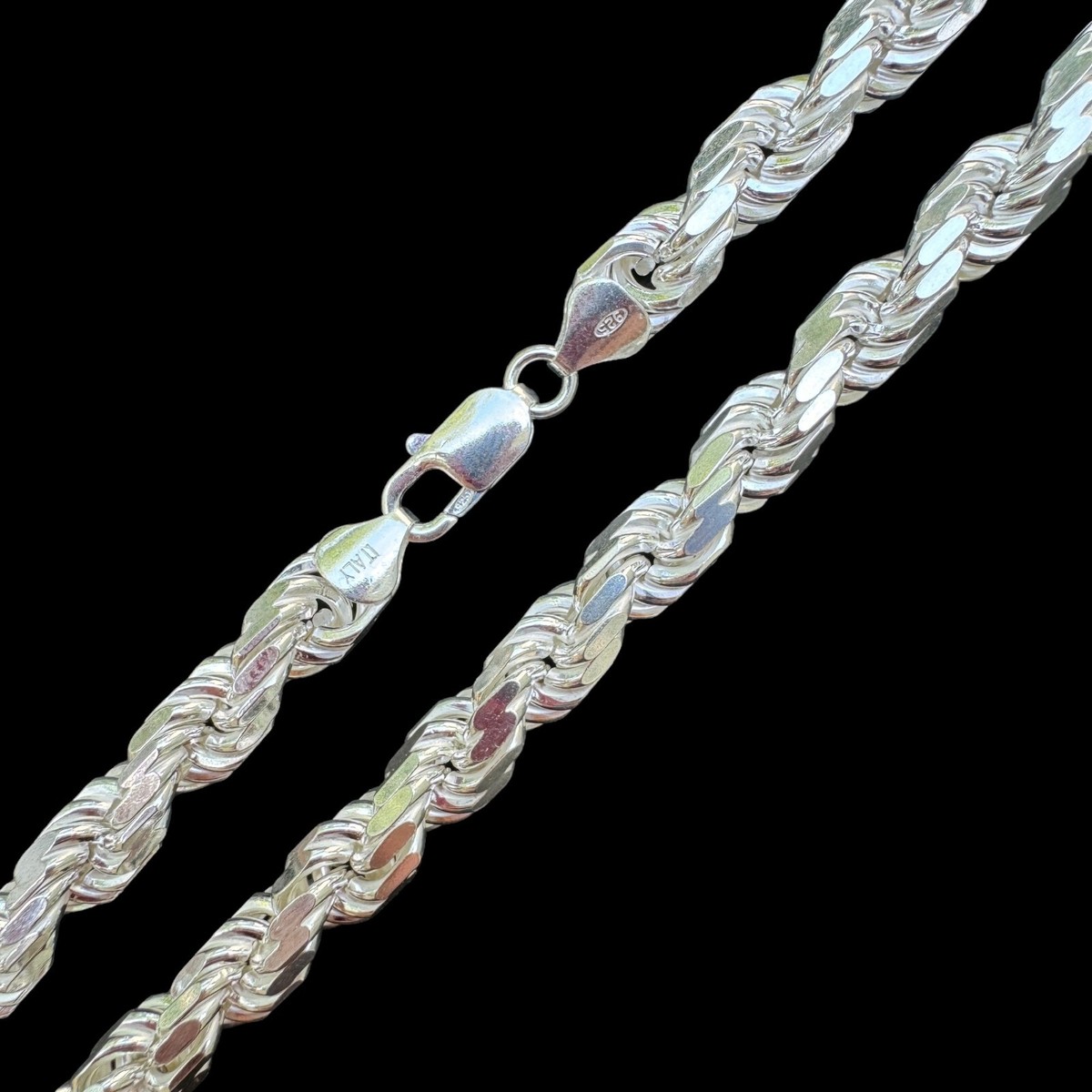 Heavy 8mm Men's Rope Chain Real Solid 925 Sterling Silver Necklace