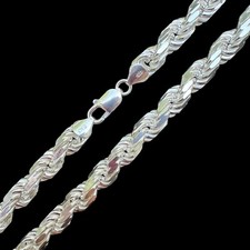 Heavy 8mm Men's Rope Chain Real Solid 925 Sterling Silver Necklace 18"-30" ITALY