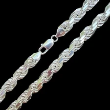 Heavy 8mm Men's Rope Chain Real Solid 925 Sterling Silver Necklace 18"-30" ITALY