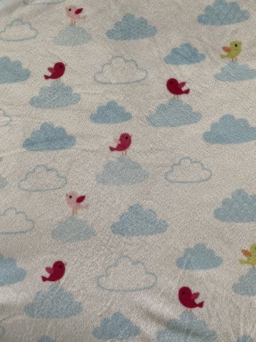 Circo White Clouds Soft Fleece Blue Sherpa Back Baby Blanket Pink Green Birds - Picture 14 of 23