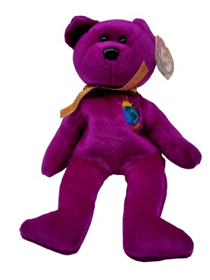 Rare Error Retired Ty Beanie Babies Millennium Purple Plush 