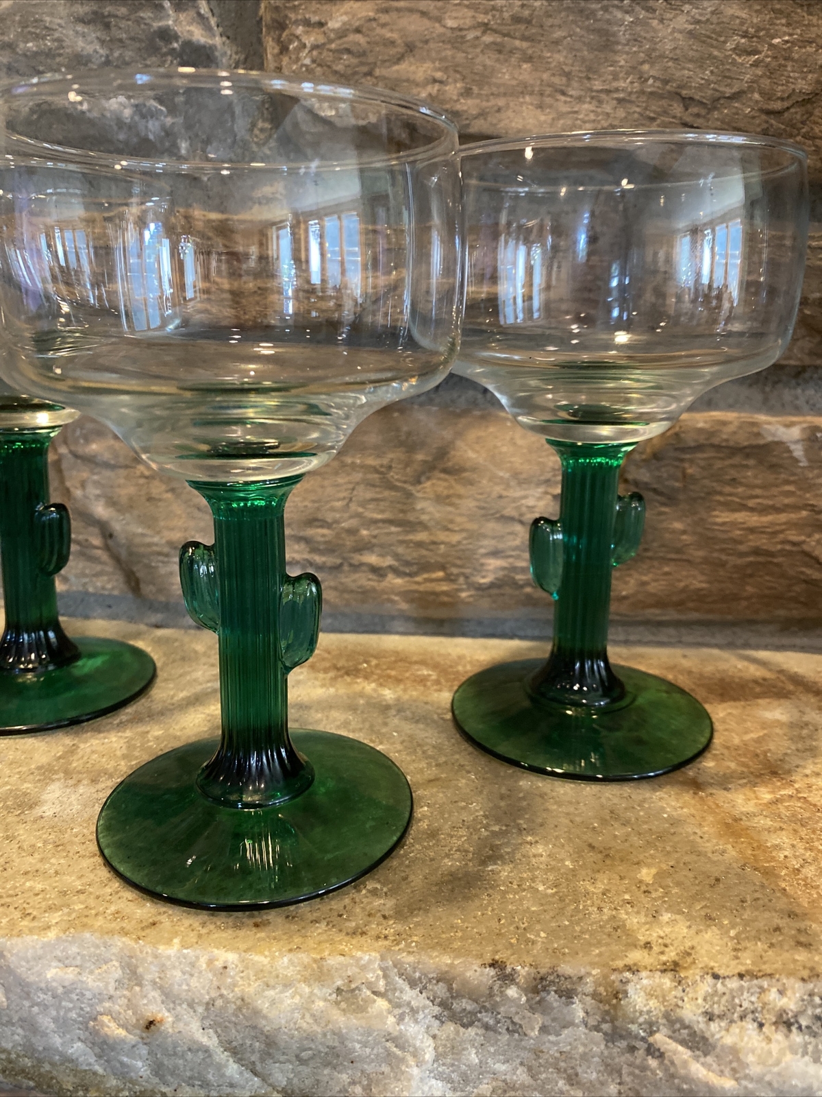 Set Of 4 Libbey Green Cactus Stem 10 Oz Cocktail Margarita Glasses eBay