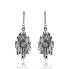 Vibration Designer Oxidized 925 Silver Moonstone Gemstone Earrings Jewelry