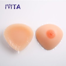 D Cup 1 Pair Self-Adhesive Silicone Fake Breast for Breast Form Crossdresser