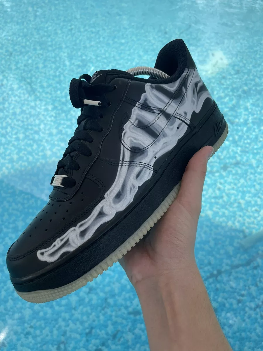 Size 9 - Nike Air Force 1 Low '07 QS Black Skeleton Halloween    2019  X-ray