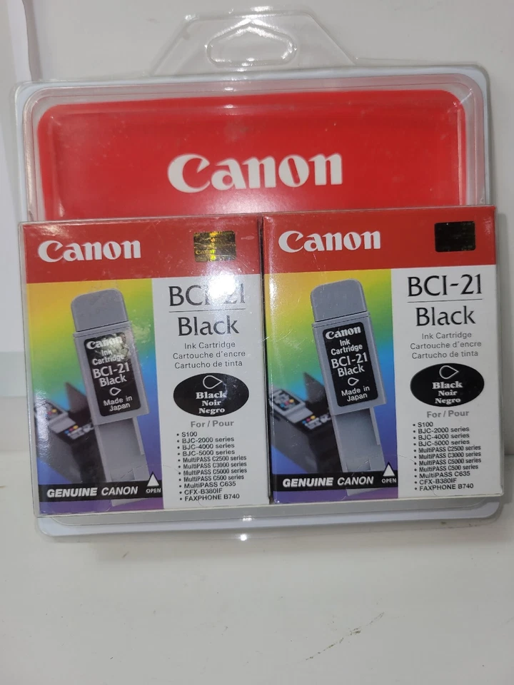 2 cartuchos de tinta negros originales Canon BCI-21 - DF sellados de fábrica Foto 2 de 4