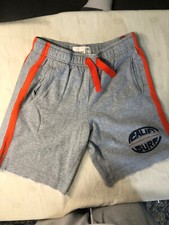 Boys Old Navy Pull on Shorts Size Medium 8 pre owned Grey with orange stripes