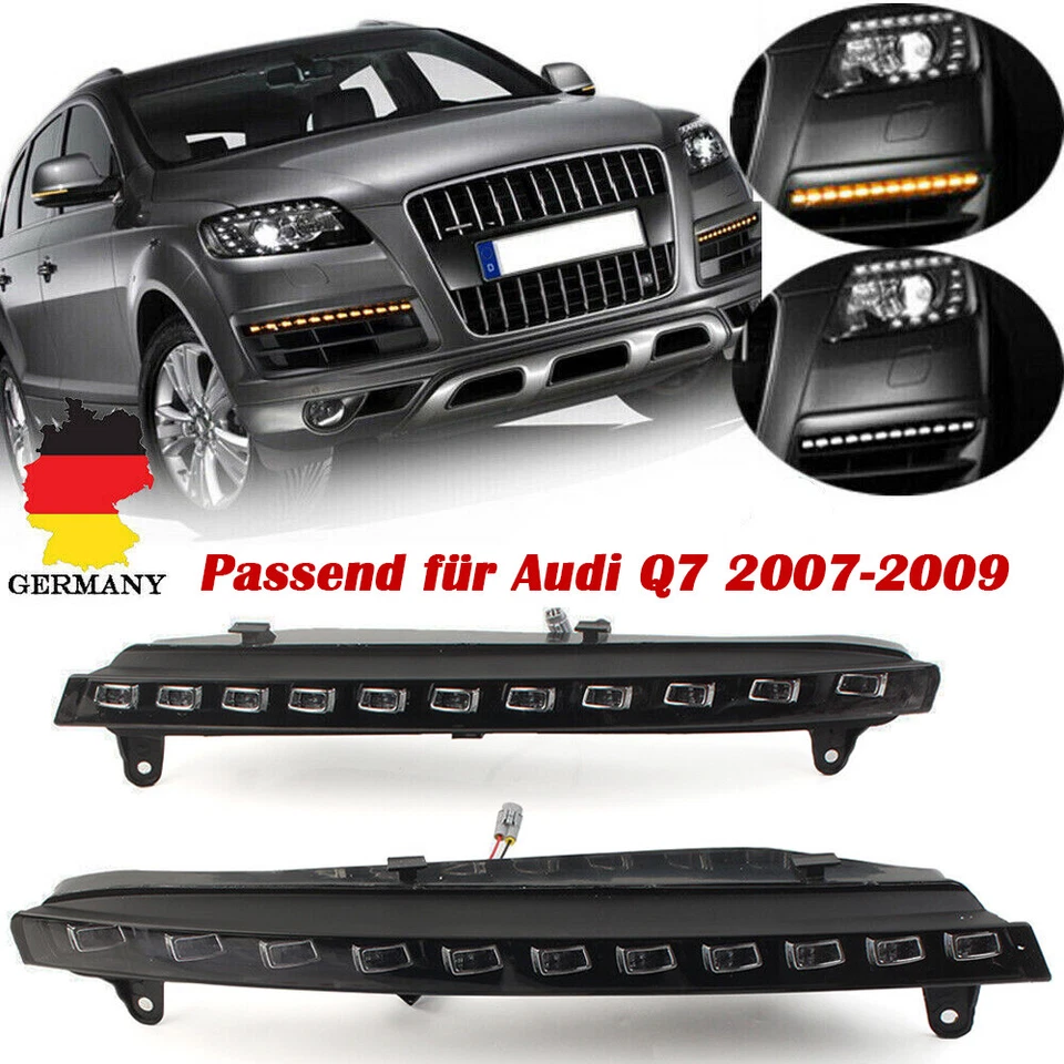 Paar LED DRL Tagfahrlicht Blinker Flackern Nebelscheinwerfer Lampe Für Audi Q7 - Bild 2 von 4
