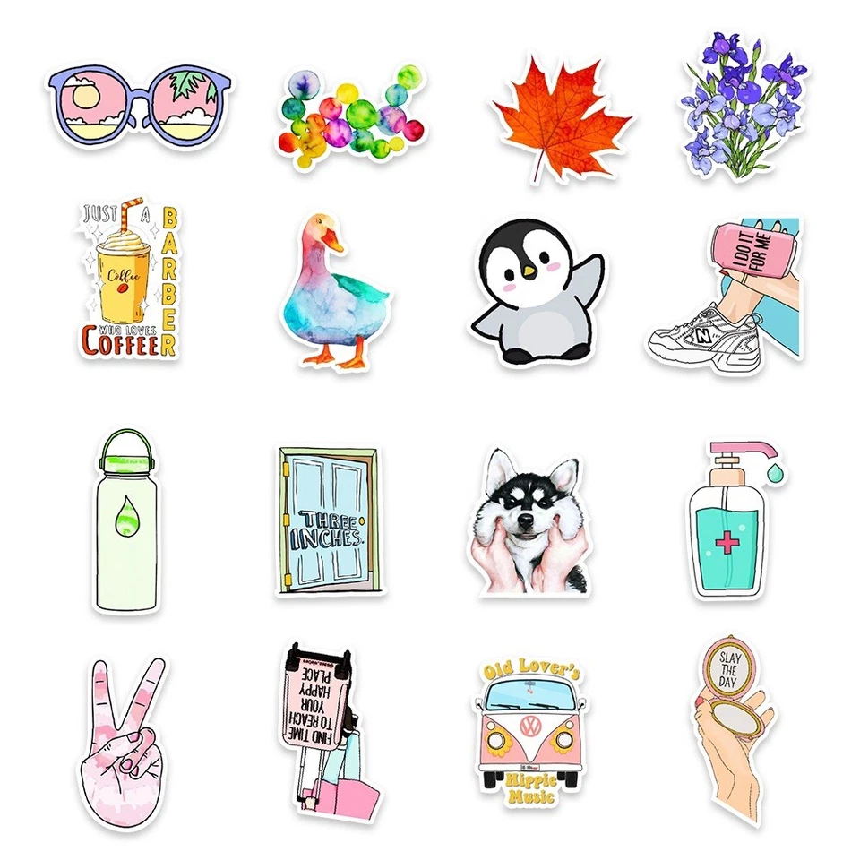 50 Pcs Cute Random Cool Vinyl Decal Graffiti Sticker Bomb Skate Laptop Guitar UK - Image 3 of 4