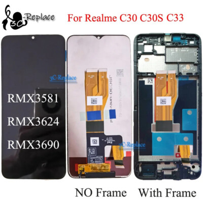 For Realme C30 RMX3581 C30s RMX3690 C33 RMX3624 LCD Display Screen Assembly