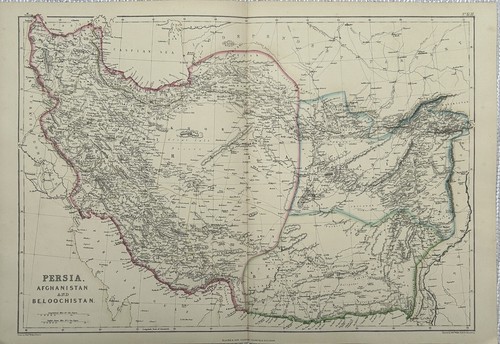1860 Persia, Afghanistan & Belochistan Hand Coloured Antique Map by G.W. Blackie