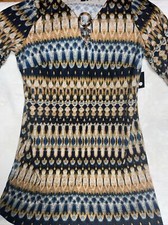 New Dress Tribal 20/22 18/20 XXL/2X 3/4 Sleeve Tribal Brown Blue Keyhole Sheath