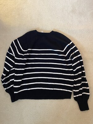 Walmart Time And Tru Black And White Striped Button Sweater Size