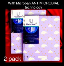 U Style 2 Pack ANTIMICROBIAL Microban Wide Ruled Notebook Purple Sky With Clouds