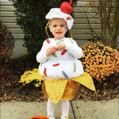 $99 NWT POTTERY BARN KIDS 9-10 OR 11-12 BANANA SPLIT COSTUME ICE