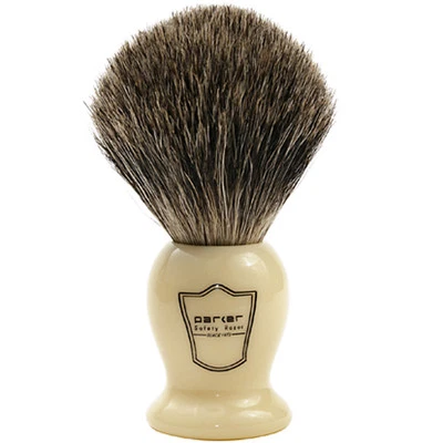 Parker Safety Razor 100% Pure Badger Shaving Brush with Classic Ivory Handle
