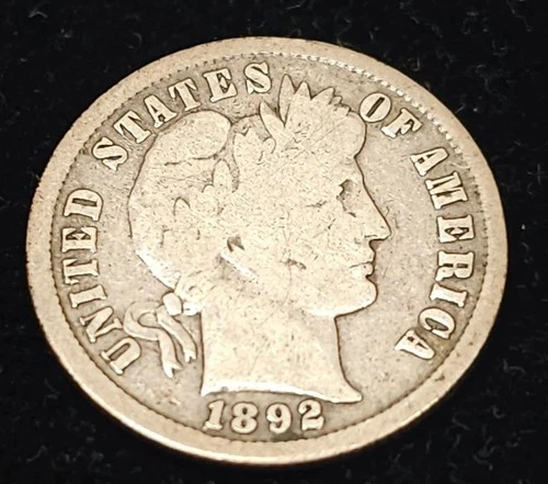 1892 S Barber Dime / Very Good