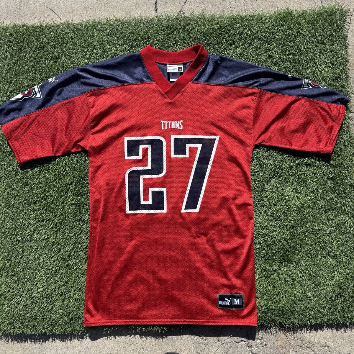Vintage Tennessee Titans Eddie George #27 Puma Red Alternate