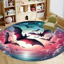 120*120cm 2D Printing Velvet 850gm² Bat Starry Sky Pattern Floor Mat, Thickened