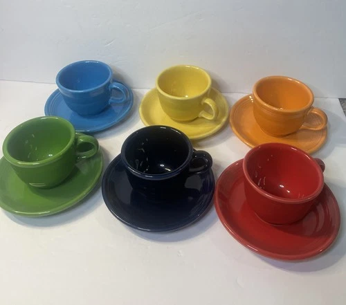 Fiesta Ware Coffee Tea Cups & Saucers 6 Sets And 6 Colors Laughlin