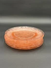 7 Vintage Pink Stippled Dogwood / Floral Depression Glass 8” Plates