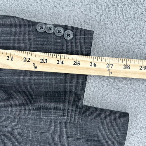 Hart Schaffner Marx Blazer Men 44L Grey Glen Plaid 2 Button Sports Coat USA Made - Picture 11 of 22