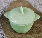 Vintage 1950s Fire King Jadeite Green Glass Jane Ray Sugar Bowl  Anchor Hocking